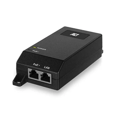 Immagine di ACT Adattatore Poe Injector 30 W, IEEE 802.3af/at Power over Ethernet, Iniettore Gigabit PoE+, 10/100/1000 Mbit/s, distanza fino a 100 m AC4438