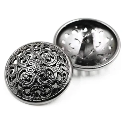 Immagine di Bottoni in metallo per cappotto con retro cavo e fibbia, confezione da 10, Black, 15 mm