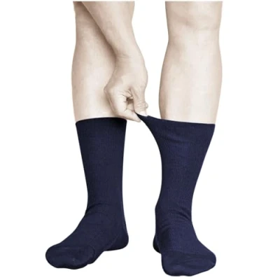 Immagine di vitsocks Calzini senza Elastico Sanitari 98% COTONE Uomo (3 PAIA) Calze No Stress che non Stringono Caviglia, blu scuro, 42 43