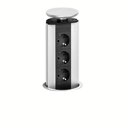 Immagine di EVOline 93100001 Multipresa verticale a torre 3 scomparti Nero, Argento Schuko 1 pz.