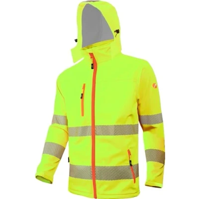 Immagine di ACE Neon Lite giacca ad alta visibilità softshell di segnalazione con catarifrangenti e cappuccio staccabile EN ISO 20471 Giallo S