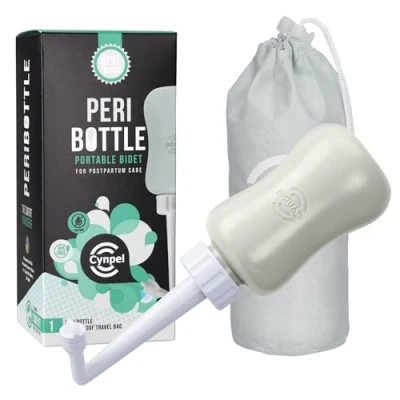 Immagine di Cynpel Bidet Portatile Bottiglia Perianale da 350 ml per WC Viaggio e Camper Neomamme dopo il Parto in Ospedale Borsa Inclusa Grigio