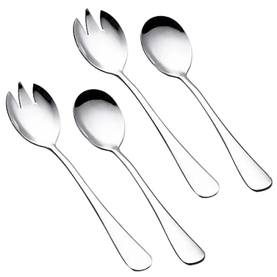 Immagine di Kit de Posate da Insalata,Posate per Insalata Set 4 pezzi,comprensivo di cucchiaio in acciaio inox e forchetta inox,Posata