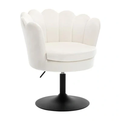 Immagine di WOLTU Sedia da Trucco, sgabello cucina, Poltrona con Seduta a Forma di Fiore, Girevole 360, in Velluto per Camera Letto, Soggiorno, Altezza Regolabile 43 55 cm, Crema, BH420be 1