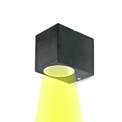 Immagine di Partenopea® Applique lampada da parete a muro per lampadine LED gu10 potenza max supportata 10w interno esterno IP54 moderno faretto monoemissione (Cubico, Nero luce calda 3000K)