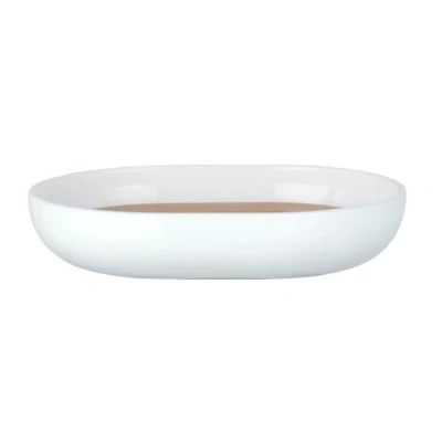 Immagine di Wenko portasapone Posa, alla Moda per saponetta, ripiano Shampoo Solido, in plastica Bianca con Accenti bambù, Senza BPA, Dimensioni (LxAxP): 12x2,5x9cm, Bianco