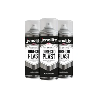 Immagine di JENOLITE Directoplast Vernice lucida NERO 3x400ml spray multisuperficie Per tutti i tipi di plastica Nessun primer richiesto RAL9005