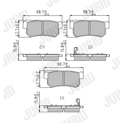 Immagine di JURID 573377J Kit pastiglie freno con segnalatore acustico usura SSANGYONG: Rexton / 2, Kyron, W