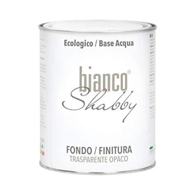 Immagine di bianco Shabby FONDO/FINITURA Trasparente OPACO per chalk paint e legno (1 Litro)