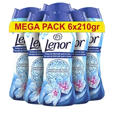 Immagine di Lenor Classics freschezza Aprile, Perle Lavatrice Profumate 93 Lavaggi (6 x 210 g), Ammorbidente per vestiti, esaltatore di il lavaggio