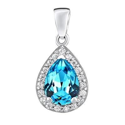 Immagine di SILVEGO Ciondolo da donna in Argento sterling 925 a goccia con topazio sintetico azzurro,