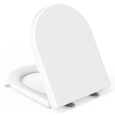Immagine di tavoletta wc Universali D Forma,YEAUPE PRO Sedile WC, Urea Formaldeide Chiusura Ammortizzata con Sgancio Rapido a un Pulsante, Bianco,46,4 * 35,9 5CM
