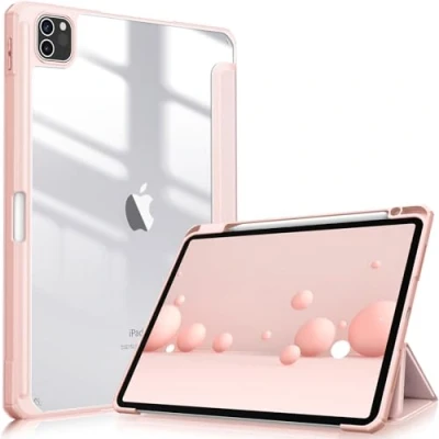 Immagine di FINTIE Custodia per iPad Pro 11&quot; 2022/2021/2020/2018 (4ª/3ª/2ª/1ª Generazione) con Pencil Holder, Antiurto Sottile Leggero Posteriore Trasparente Cover Case, Oro Rosa