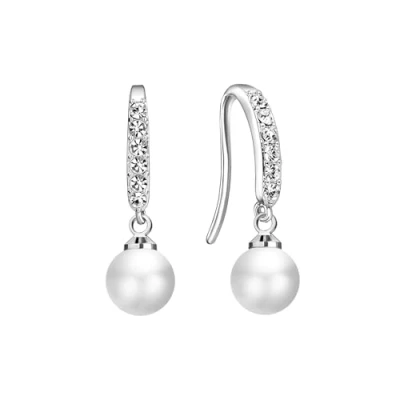 Immagine di Orecchini pendenti con perle placcate in argento creati cristalli Zircondia®