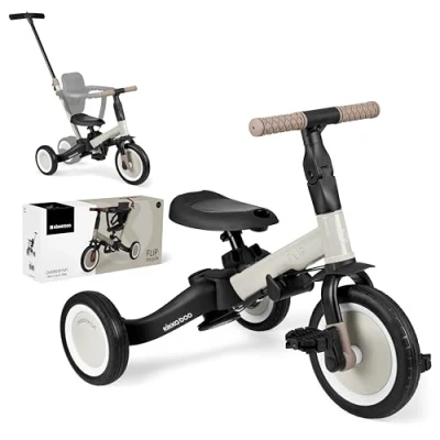 Immagine di KikkaBoo FLIP 5 in 1 Baby Tricycle, Kids&#039; Bike from to Years, Convertible Trike Balance with or without Pedals, Adjustable and Transformable, Beige