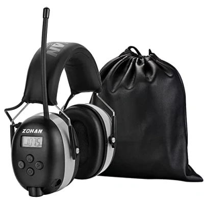 Immagine di ZOHAN 042 Cuffie Antirumore Con Radio Sostituibile Cuscinetti Orecchie, AM/FM Protezione dell&#039;Udito la Confezione, SNR 30dB per Falciatura/Costruzione/Falegnameria (Grigio)
