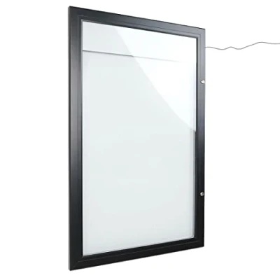 Immagine di Danieli Bacheca da Esterno Luminosa Porta menu con Serratura e Coppia di Chiavi Facile Fissaggio a Parete Fondo in Acciaio Magnetico Scrivibile (4xA4 LED)