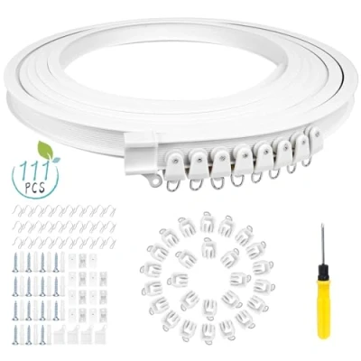 Immagine di Binario Curvo per Tende a Soffitto, 5M Soffitto PVC Tende, Pieghevole Tenda Scorrevole Divisore Stanze, Camper e Doccia