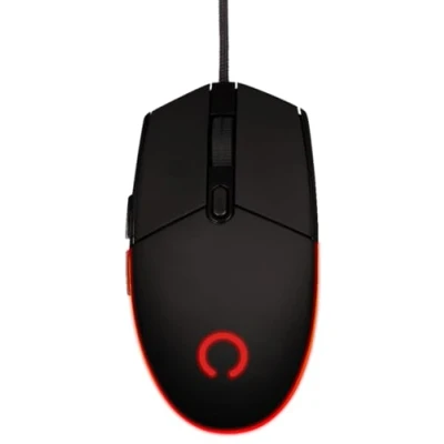 Immagine di Konix Mouse gaming con Cavo Arcane 70 g per PC 4 livelli DPI Rivestimento in gomma intrecciato Illuminazione LED arcobaleno Nero