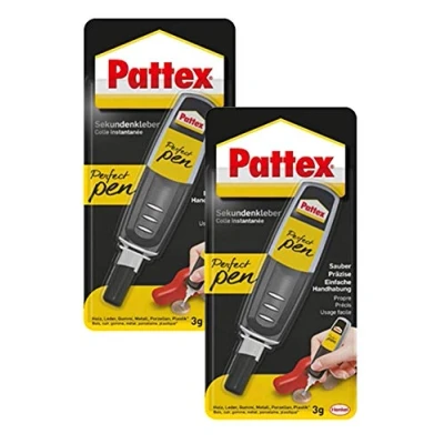Immagine di Pattex Perfect Pen, colla istantanea extra forte e precisa per dosare precisamente, Super materiali come legno, gomma porcellana, 2 x 3g, Nero, 1