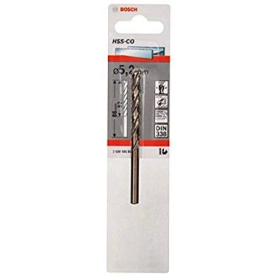 Immagine di Bosch Accessories 2608585853 HSS Punta a spirale per metallo 5.2 mm Lunghezza totale 86 Cobalto DIN 338 Alberino cilindrico 1 pz.