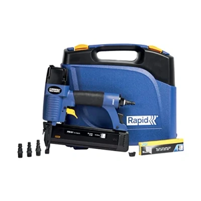 Immagine di Rapid PRO PB131 18Ga Chiodatrice Pneumatica con Impugnatura Ergonomica per Chiodi n. 8, Ricarica Rapida, Profondità di Infissione Regolabile, Include Valigetta e 300