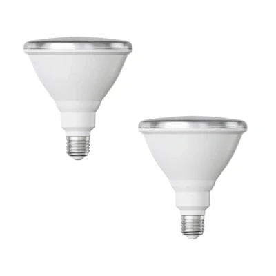 Immagine di ledscom.de 2 x E27 lampadina LED, PAR38 collo corto, bianco caldo (2700 K), 15,7 W, 1152lm, 42, specchio riflettore (argento)