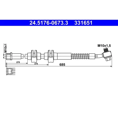 Immagine di ATE 24.5176 0673.3 Tubi Freno 685 M10x1 OPEL: Astra J GTC, Hatchback