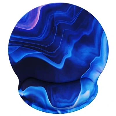 Immagine di Hosimoln tappetino poggiapolsi, mouse ergonomico con memory foam, supporto polso in gomma antiscivolo per giochi di lavoro 25x23 Bluewave032