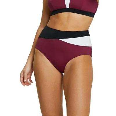 Immagine di Sans Complexe Beyond The Beach Costume da Bagno, Mutandine a Vita Alta, Colorblock Prugna, 46 48 Donna