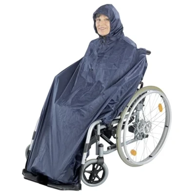 Immagine di Mantella da pioggia per sedie a rotelle, Poncho indossare, Con catarifrangenti, Protezione contro l&#039;umidità e lo sporco, Poliestere, 135 x 132 1 cm, Misura universale