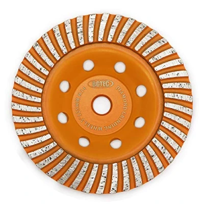 Immagine di Mola diamantata per superficie a tazza, BGTEC 1 pezzo Disco smerigliatrice in cemento Turbo Row da 125 mm con filettatura M14 angolare, marmo pietra granito