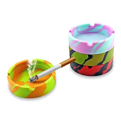 Immagine di X BLTU 4 Pezzi Posacenere in Silicone, Portatile/Posacenere con Motivo Mimetico, per Sigaro Resistente al Calore,Posacenere Antiaderente Gomma ​Siliconica Antivento