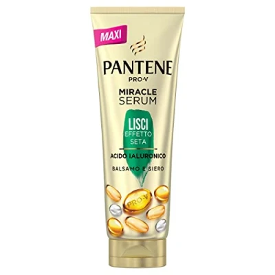 Immagine di Pantene Pro V Miracle Serum Lisci Effetto Seta, Trattamento Intensivo e Nutriente, con o Senza Risciacquo, Acido Ialuronico, 200ML