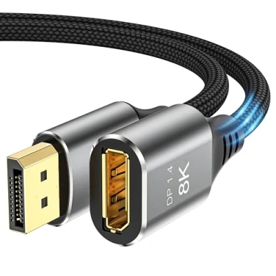 Immagine di 8K Cavo Displayport 1.4 2m, 8K@60Hz, 4K@144Hz, Display Port Alta Velocità 32.4Gbps DP Supporto HDR, FreeSync, G Sync, a per Monitor Gaming, PC, Schede Grafiche