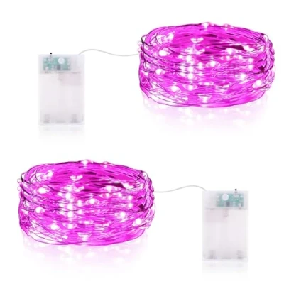 Immagine di Vacoulery Lucine Led Decorative a Batteria 3 Metri 9.85FT 30LED Luci Stringa Ghirlanda Luminosa Interni Esterni per Natale Casa Feste (2 Pezzi, Rosa)