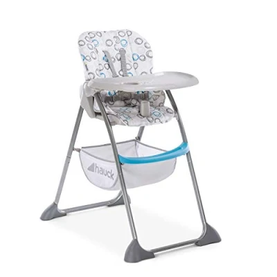 Immagine di hauck Seggiolone Pappa Sit N Fold Portatile da 6 Mesi fino a 15kg Pieghevole, Compatto con Vassoio e Schienale Regolabile Grande Cesto Portaoggetti Blu/Grigio, Cerchi