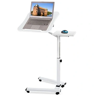 Immagine di Tatkraft Like Tavolo Porta Laptop su Ruote, Bianco, Regolabile in Altezza con Piattaforma per Mouse 67 X 52 70 99.5 cm