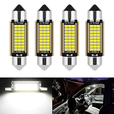 Immagine di 4 pezzi Lampadine C5W LED Festone 41mm 42mm Canbus 12V 6000K Bianco Super Luminoso per Luci Interne Auto e Targa Senza Errori Polarità