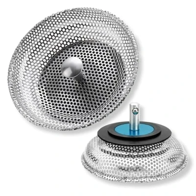 Immagine di 2 Pezzi filtro per Lavello da Cucina, Tappo Lavandino Bagno, Che Può Filtrare I Rifiuti Ed Evitare Il Blocco Del Tubo Di Scarico 82 mm.