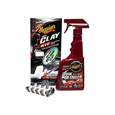 Immagine di Meguiar&#039;s Quik Clay Kit per Pulizia Veloce Auto Flacone di Quick Detailer 473 millilitri e 1 barretta bar 80 g