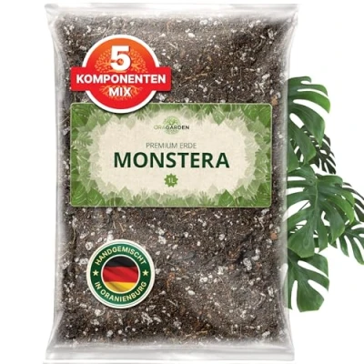 Immagine di ORAGARDEN Monstera Terra per piante d&#039;appartamento e giardino 1L Substrato piante, palme, fiori 5 componenti terriccio