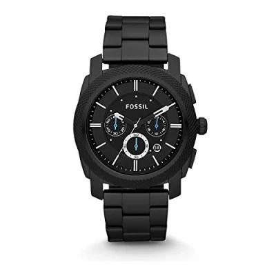 Immagine di Fossil Machine orologio da uomo, movimento cronografo, con bracciale in acciaio inossidabile o cinturino pelle, Nero Jet, 45MM