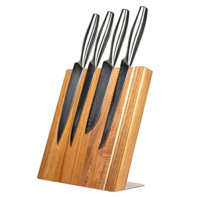 Immagine di Coninx Quin XL Portacoltelli Blocco Magnetico 27.5x27.5CM Ceppo Coltelli Vuoto Modello Universale in Legno di Acacia per Cucina