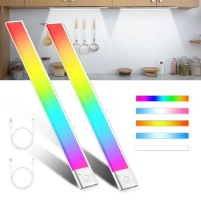 Immagine di Comius Sharp Luce Led Sottopensile Cucina Luci, 40cm con Sensore di Movimento, 2200mAh 89LED Dimmerabile Magnetica USB Ricaricabile Armadio per Cucina, Scale, 2 Pezzi