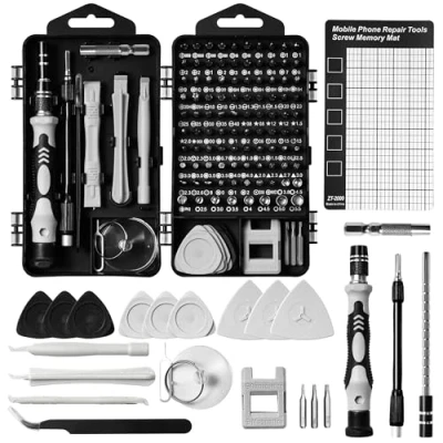 Immagine di Set Cacciaviti Precisione Magnetici Professionali 122Pcs, Kit Cacciavite di Riparazione Portatile per iPhone, iPad,Tablet,PC,Orologi, Occhial,PS4,Xbox (grigio)