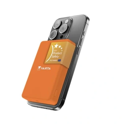 Immagine di VARTA Power Bank 5.000mAh, powerbank magnetico, Mag Pro on Demand, caricabatterie portatile con USB C, compatibile MagSafe e Qi Standard (per compatibilità iPhone Android), arancia