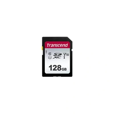 Immagine di Transcend Scheda di memoria SDXC ad alta velocità da 128 GB (per fotocamere digitali; immagini e video; autoradio) classe 10, UHS I U3, Video Speed Class V30 per 4K Ultra HD TS128GSDC300S E2