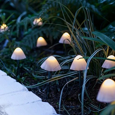 Immagine di Lights4fun Luci Solari a Picchetto con 12 Funghi LED Bianchi Caldi per Esterni
