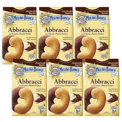 Immagine di MULINO BIANCO Abbracci, biscotti di pasta frolla italiani al burro e gusto cacao 350g x 6 parcelle (Abbracci, x6)